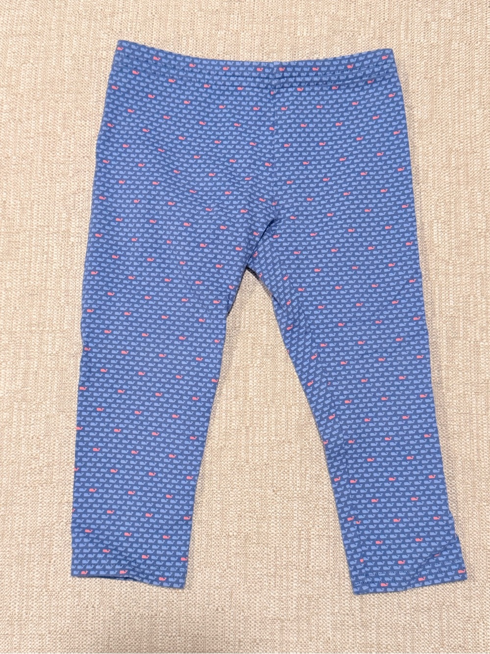 Blue Patterned Girls' Leggings with Tiny Pink Whales